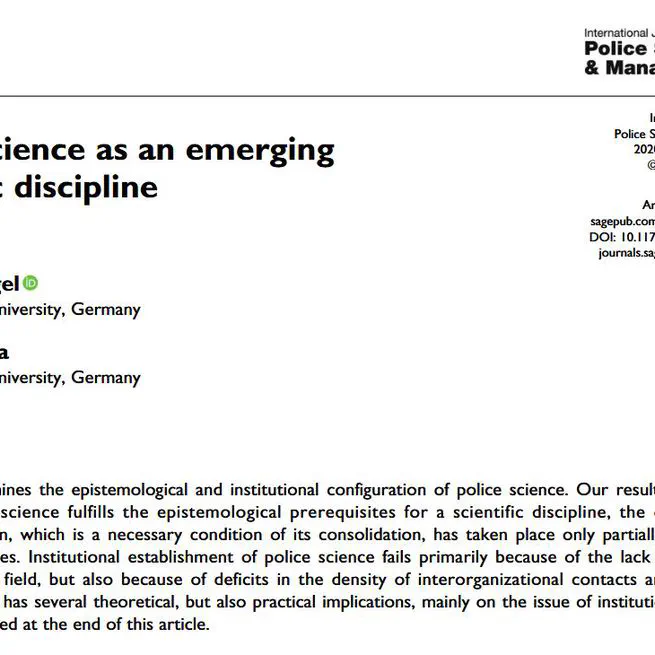 Police Science as an Emerging Scientifc Discipline