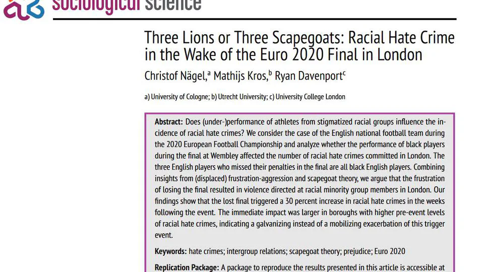 Three Lions or Three Scapegoats. Racial Hate Crime in the Wake of the Euro 2020 Final