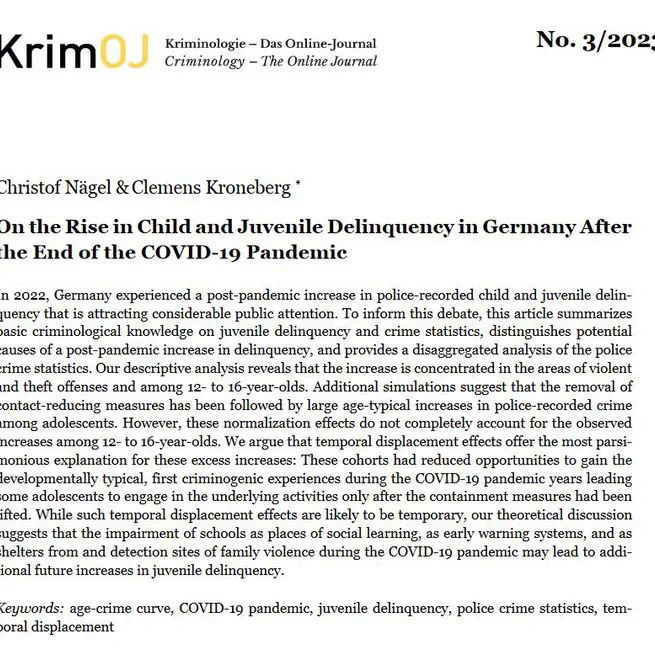 On the Rise in Child and Juvenile Delinquency in Germany After the End of the COVID-19 Pandemic