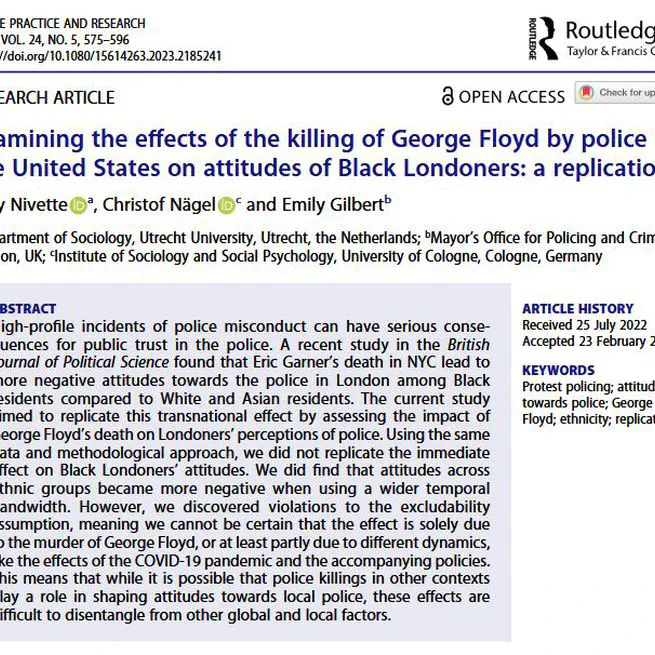 Examining the effects of the killing of George Floyd by police in the United States on attitudes of Black Londoners: a replication