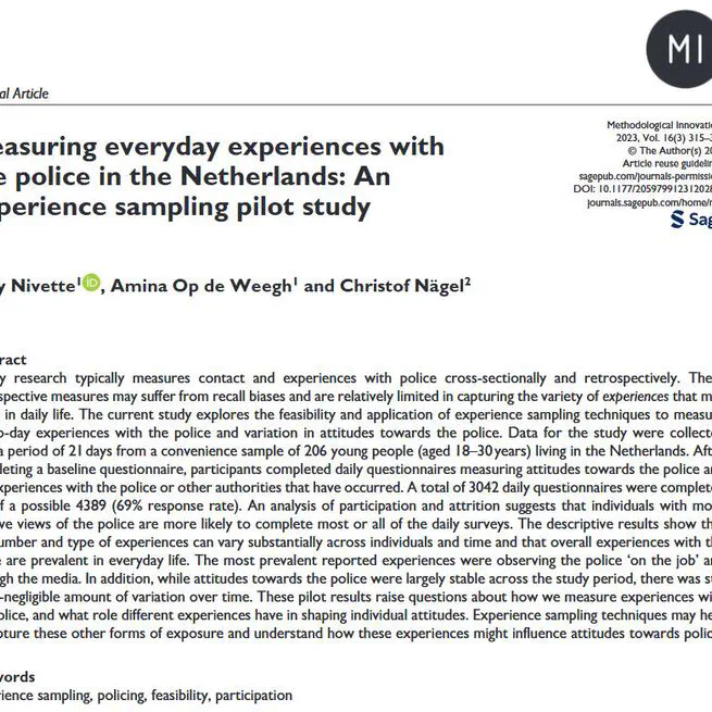 Measuring everyday experiences with the police in the Netherlands: An experience sampling pilot study